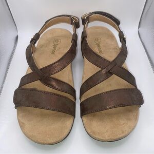 SPENCO Grace Total Support Orthopedic Cross Strap Sandal Dark Brown 8 New In Box